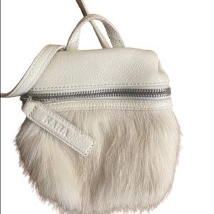 KARA leather and fur mini bag